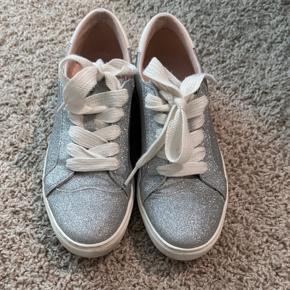 Kate Spade Silver Glitter Sneakers